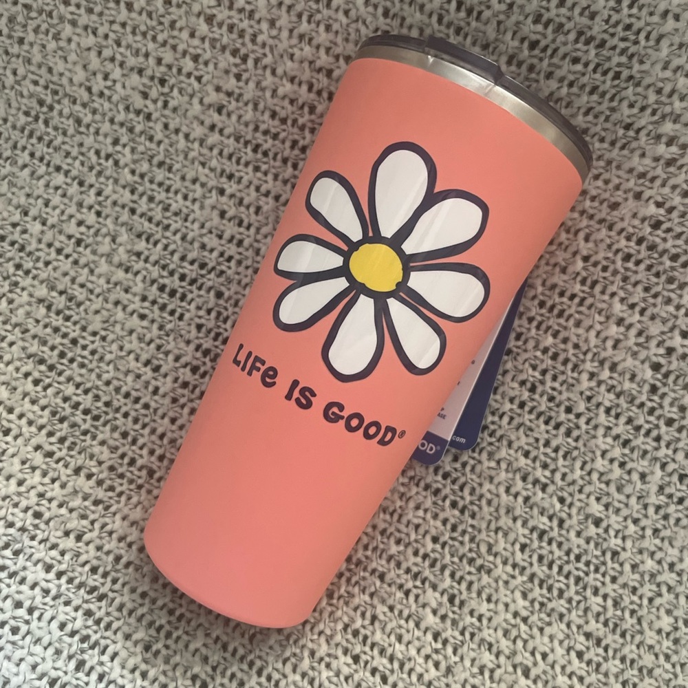 Life is good peach tumbler/cup